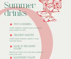 Summer drink menu 2026