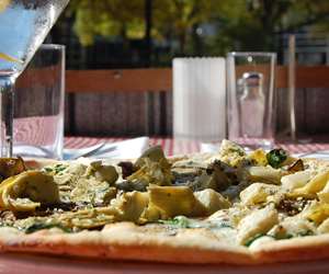 artichoke pizza on a table