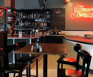 bar tables inside the restaurant