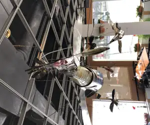 bird mobile hanging from the ceiling
